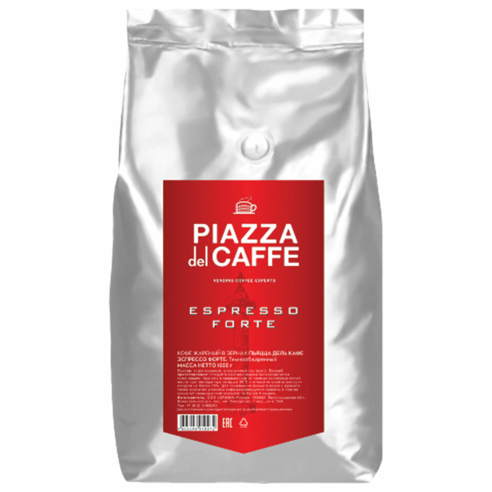Кофе в зернах PIAZZA DEL CAFFE "Espresso Forte" натуральный, 1000 г, вакуумная упаковка, 1097-06  #1