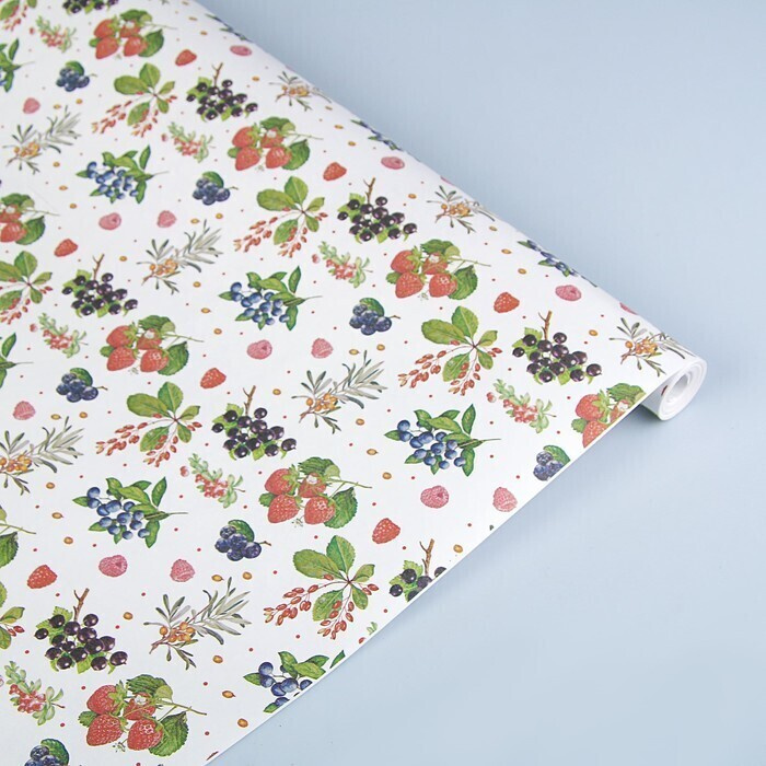 Крафт-бумага в рулоне беленая 70г, 0,5 x 2 м, Лесные ягоды #1
