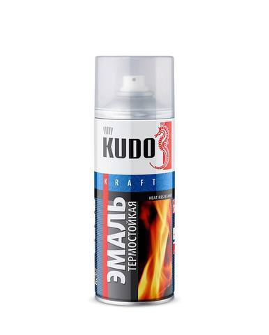 Краска термостойкая KUDO, кремнийорганическая, черная,матовая, аэрозоль 520мл  #1
