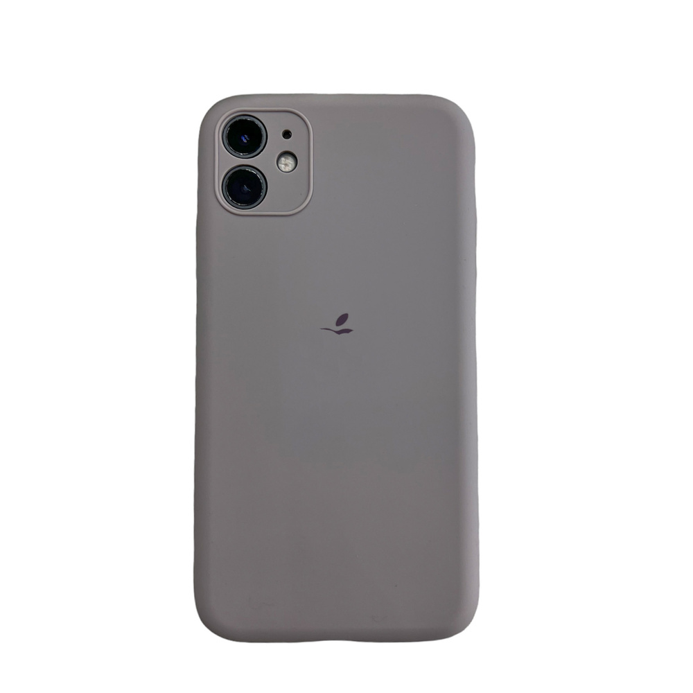 Чехол на Айфон 11 с логотипом с защитой для камеры Silicone case для IPhone 11 Пыльная роза  #1