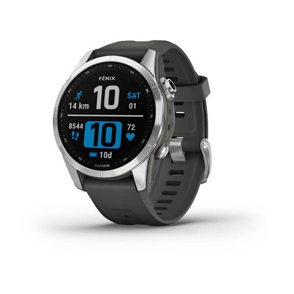 Часы Garmin Fenix 7S, серебристые с графитовым ремешком 010-02539-01  #1