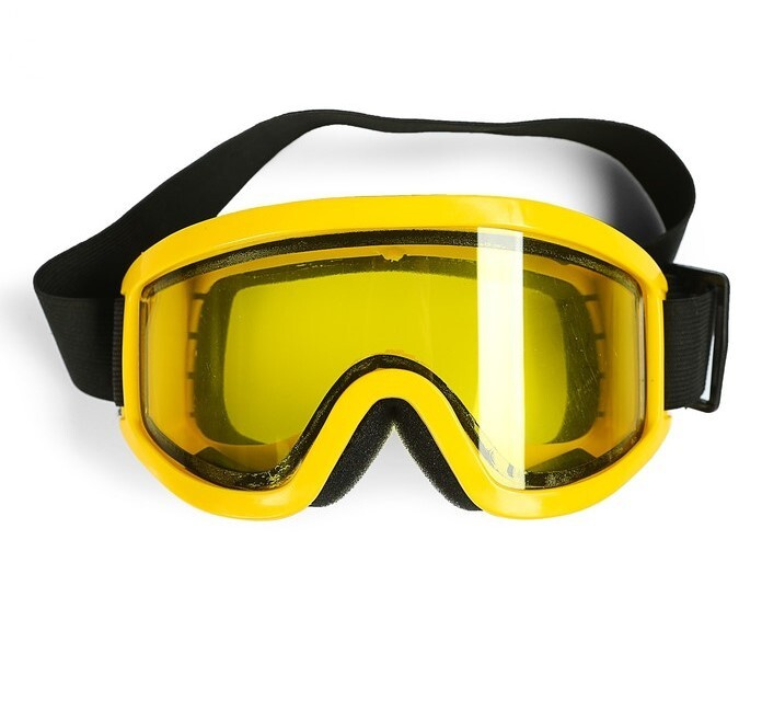 Очки-маска для езды на мототехнике, стекло двухслойное желтое, цвет желтый  #1