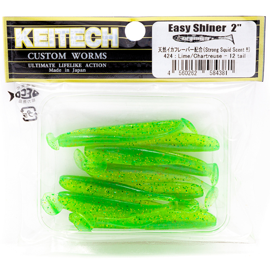 Мягкая приманка для рыбалки Keitech EASY SHINER 2" #424 Lime Chartreuse (12 шт)  #1