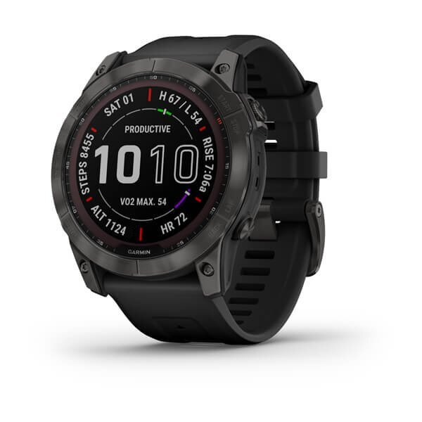 Часы Garmin FENIX 7X Sapphire Solar титановый угольно-серый DLC с силиконовым ремешком 010-02541-11  #1