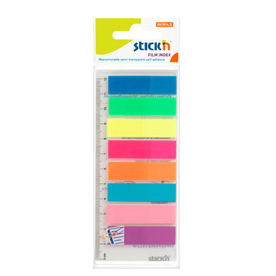 Набор самоклеящихся неоновых закладок из пластика 45х12, 8*25л, 8 цветов, STICK'N, HOPAX  #1