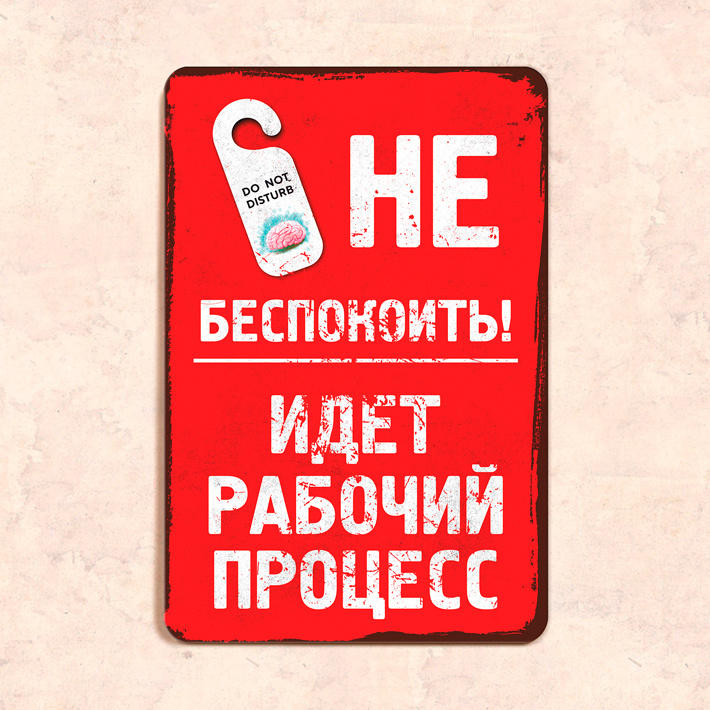 Табличка "Не беспокоить, идет рабочий процесс", 20х30 см, УФ-печать, ПВХ  #1