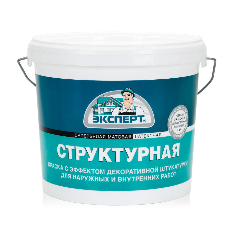 ЭКСПЕРТ Краска Структурная, до 30°, Стирол-акриловая, Матовое покрытие, 7 кг  #1