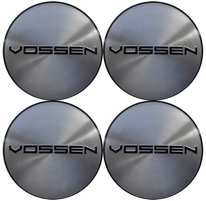 Наклейки на диски Vossen 56 мм серебристые 4 шт/ Наклейки на колпачки дисков Воссен диаметр 56 мм  #1