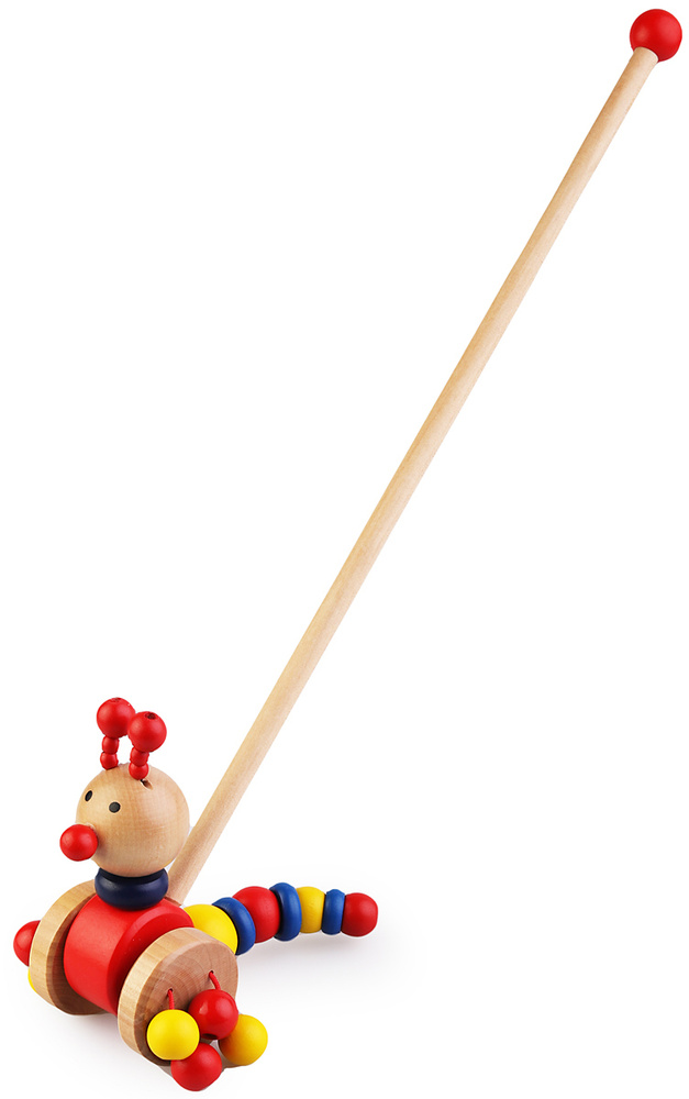 Детская деревянная каталка на палочке Гусеница #1