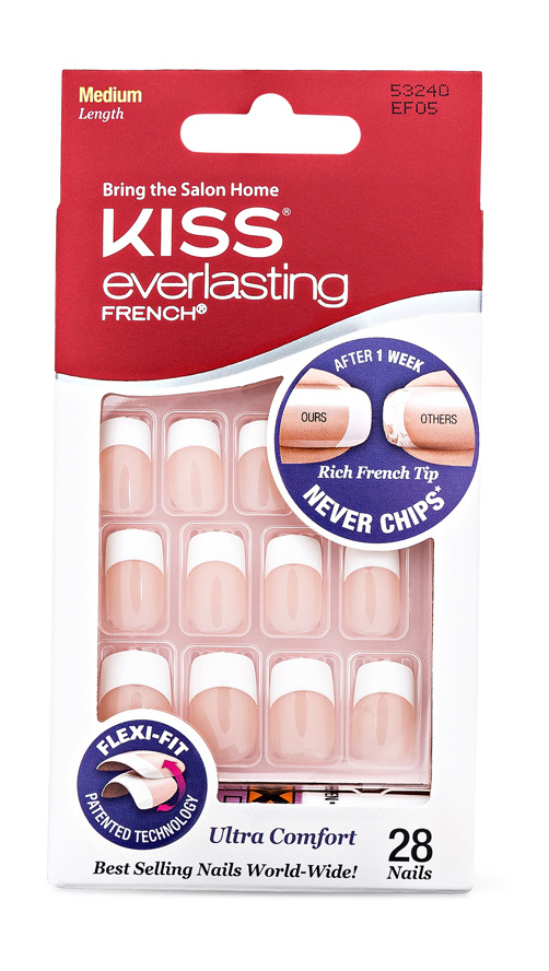 Набор накладных ногтей с клеем / KISS Everlasting French Nail Set Medium #1