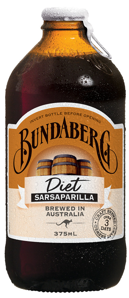 Лимонад ферментированный Bundaberg Австралия 375мл. стекло, Сарсапарилла (Root Beer, рутбир) низкокалорийный #1