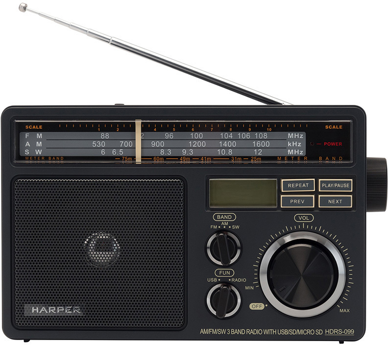 Радиоприемник портативный аналоговый НАRРЕR HDRS-099, USB, MicroSD, FM, AM, SW  #1