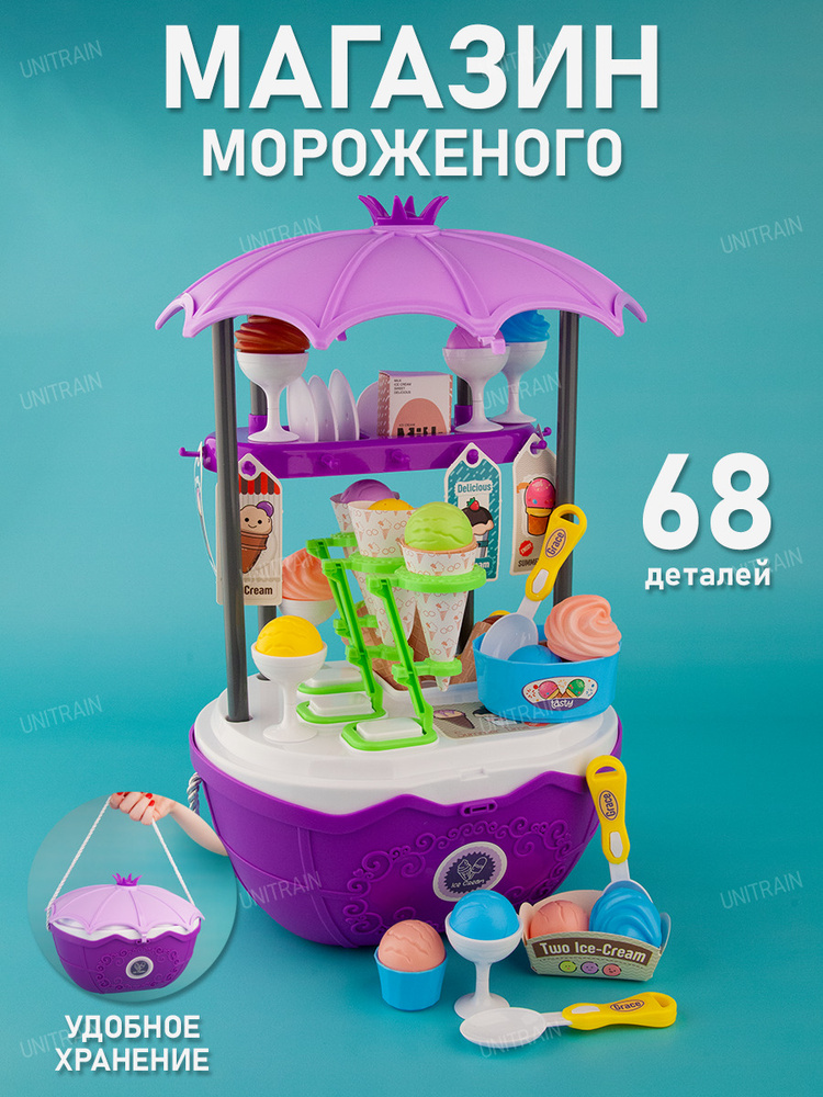 Игровой набор Магазин мороженого для детей в корзине / Магазин сладостей в чемодане  #1