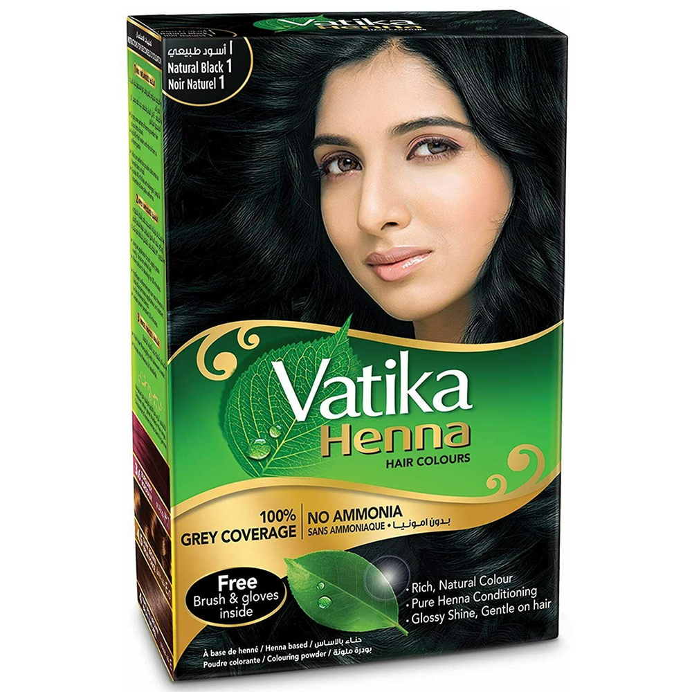 Хна для волос Дабур Ватика цвет Натуральный чёрный (Dabur Vatika Naturals Natural Black), 60 г  #1