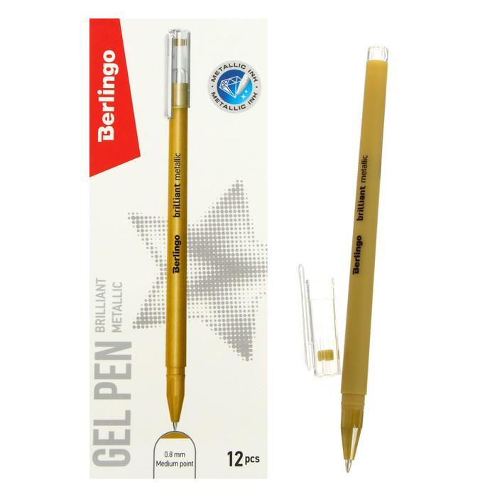 Ручка гелевая, 0,8 мм, золото металлик 12 шт. #1