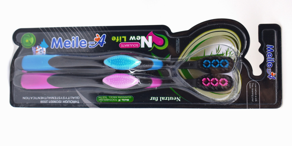 Набор зубных щеток Meile-A 1+1 New Life, розовый-голубой #1