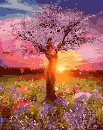 Картина по номерам ВанГогВоМне 40х50 на подрамнике Розовое дерево  #1