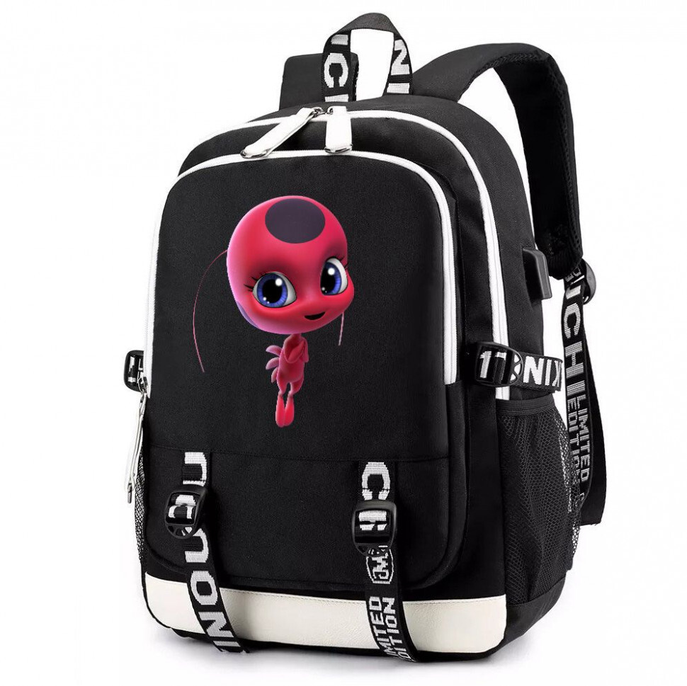 Рюкзак Тикки (Lady Bug) черный с USB-портом №2 #1
