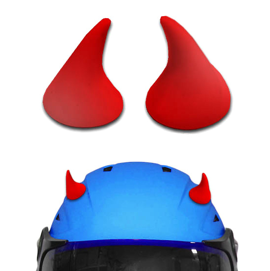 Мини рожки на шлем, украшение для мото шлема красные рожки на 3М скотче 2шт.  #1