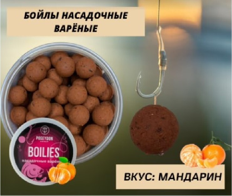 Бойлы Poseydon Group насадочные варенные "Мандарин" 16мм, 150g #1