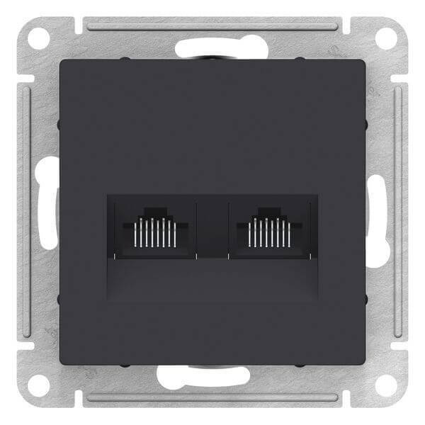 Розетка Schneider Electric AtlasDesign карбон, компьютерная, RJ - 45 + RJ - 45, механизм  #1