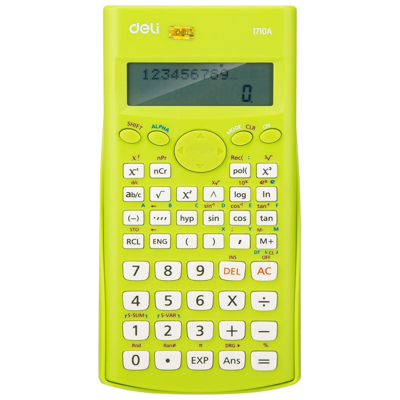 Калькулятор научный (ЕГЭ) Deli,12раз,LCD-диспл,пит от бат.,зелен E1710A/GRN  #1