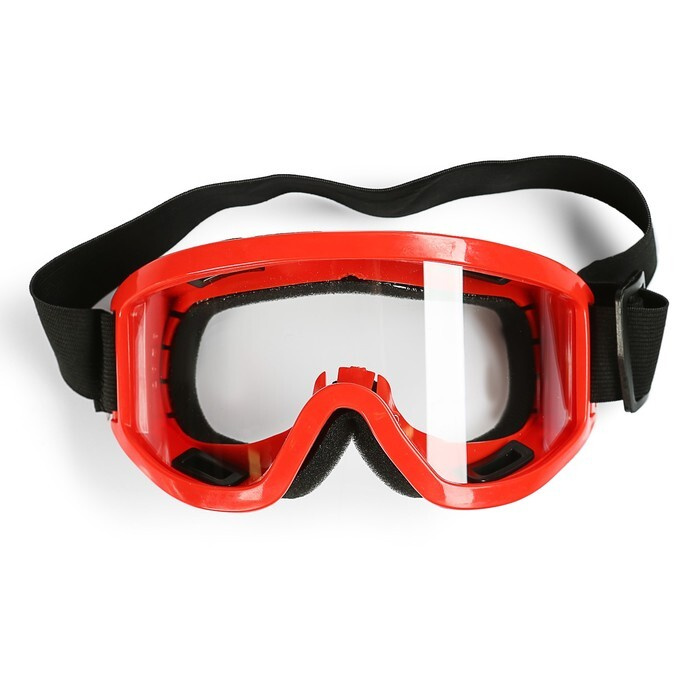 Очки-маска для езды на мототехнике КНР стекло прозрачное, цвет красный (3734826)  #1