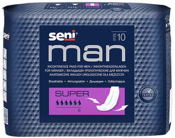 Вкладыши урологические для мужчин SENI MAN super/ прокладки мужские, 10 шт.  #1