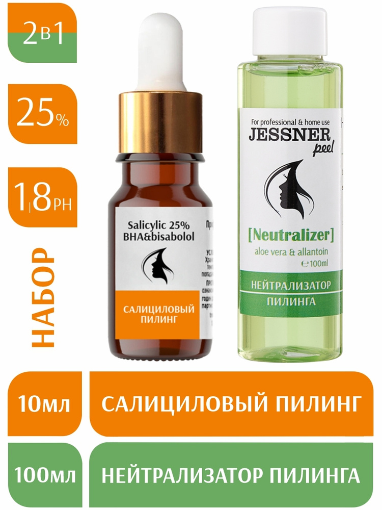 Trend Cosmetics Набор 2в1: Профессиональный кислотный салициловый пилинг 25% 10мл + нейтрализатор 100мл #1