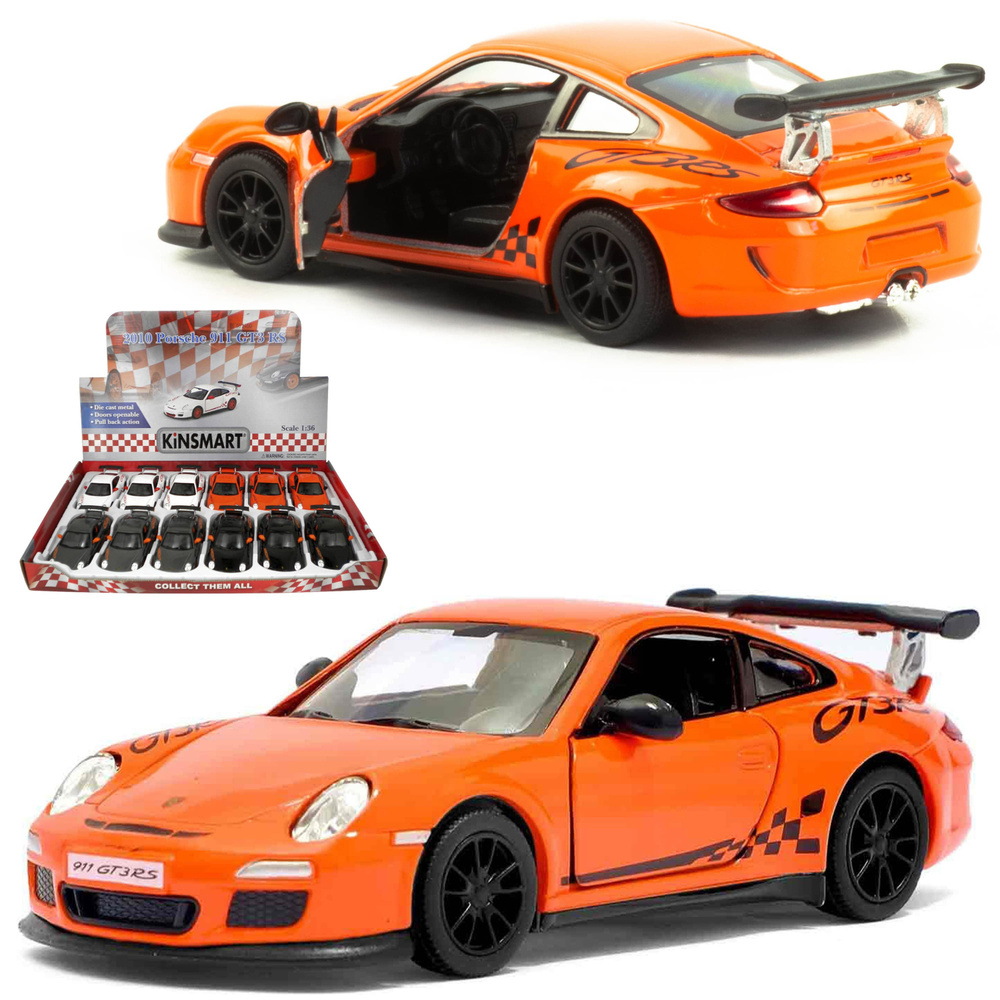 Металлическая машинка Kinsmart 1:36 2010 Porsche 911 GT3 RS KT5352D, инерционная / Оранжевый  #1