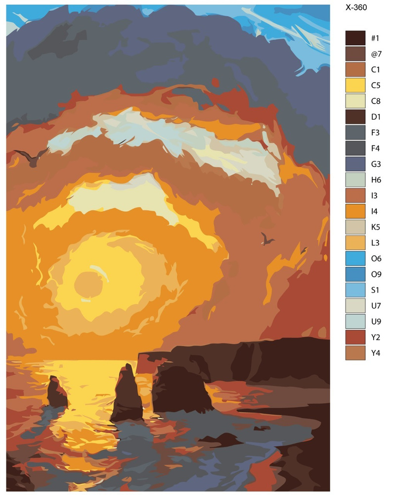 Картина по номерам X-360 "3акат на море" 70x110 #1