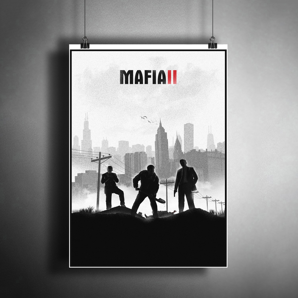 Постер плакат для интерьера "Компьютерная игра: Mafia II (Мафия 2)" / Декор дома, офиса, комнаты, квартиры #1