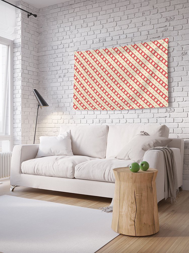 Горизонтальное фотопанно на стену JoyArty "Красно-бежевые линии", из ткани, 100х150 см  #1