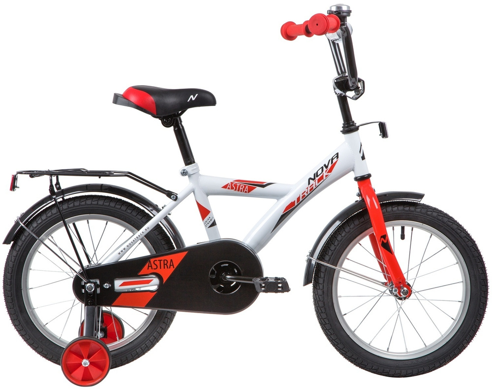 Велосипед детский Novatrack 16" Astra, белый, ножной тормоз, крылья, багажник (163ASTRA.WT20)  #1