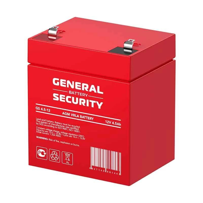 Свинцово-кислотный аккумулятор general security GS 4.5-12 (12V 4.5AH ...