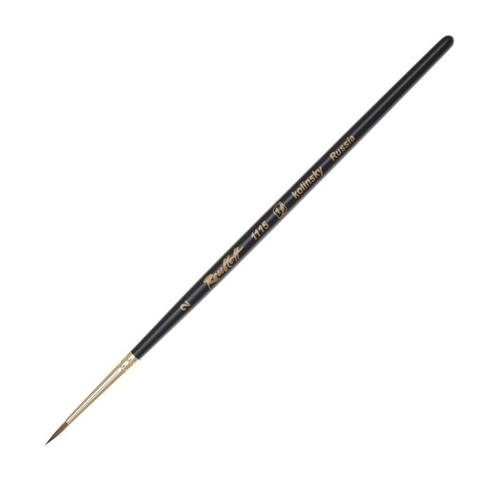 Кисть Roubloff Колонок серия 1115 2 ручка короткая черная матовая/ желтая обойма  #1