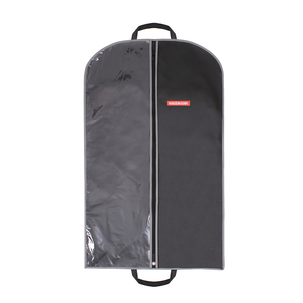 Чехол для одежды на молнии Hausmann 100x60 см с прозрачной вставкой и ручками цвет черный  #1