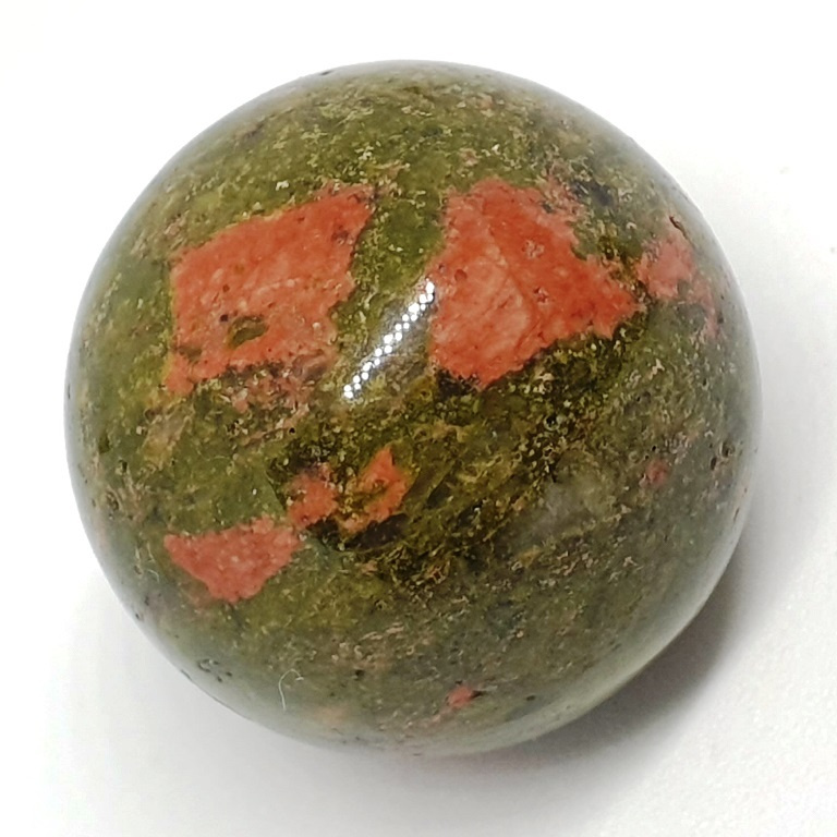 Шар из унакита 25-29,9 мм, зелено-красный, природный камень минерал, Balance4life, унакит  #1