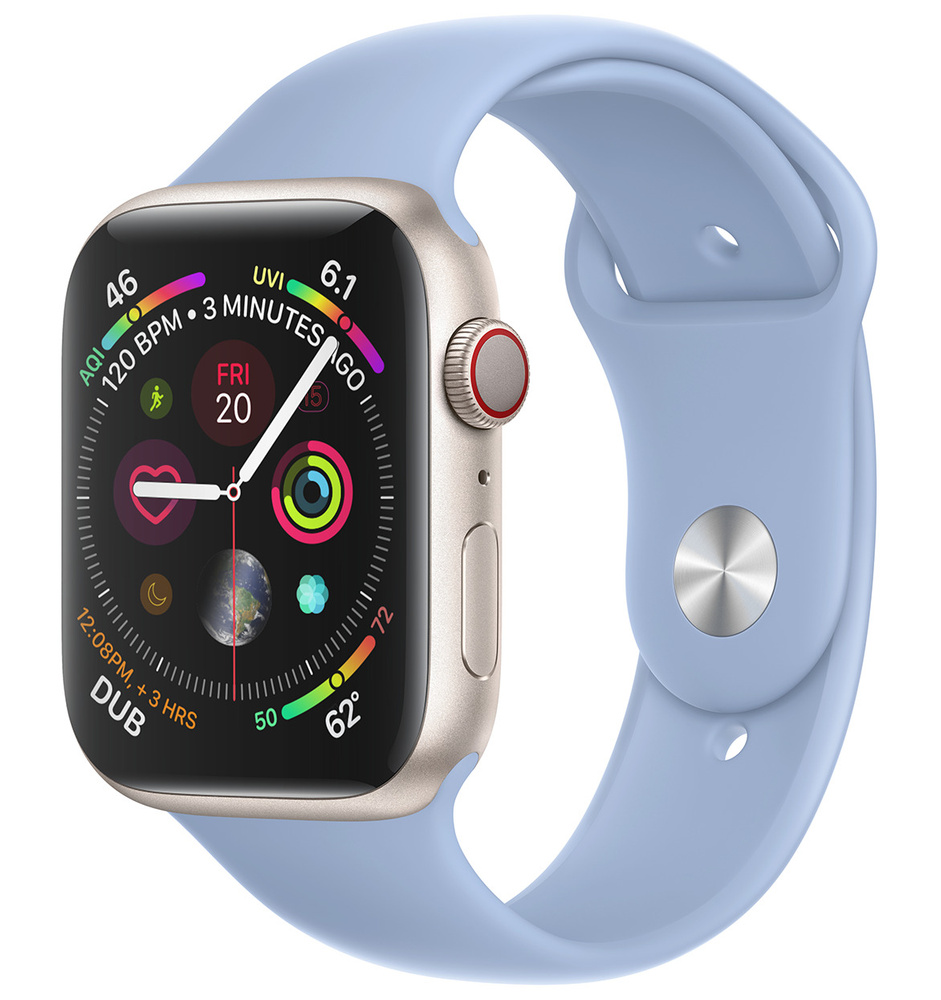 Ремешок силиконовый для Apple Watch в корпусе 42/44/45 мм, размер запястья -S(M), Светло-синий ремешок #1