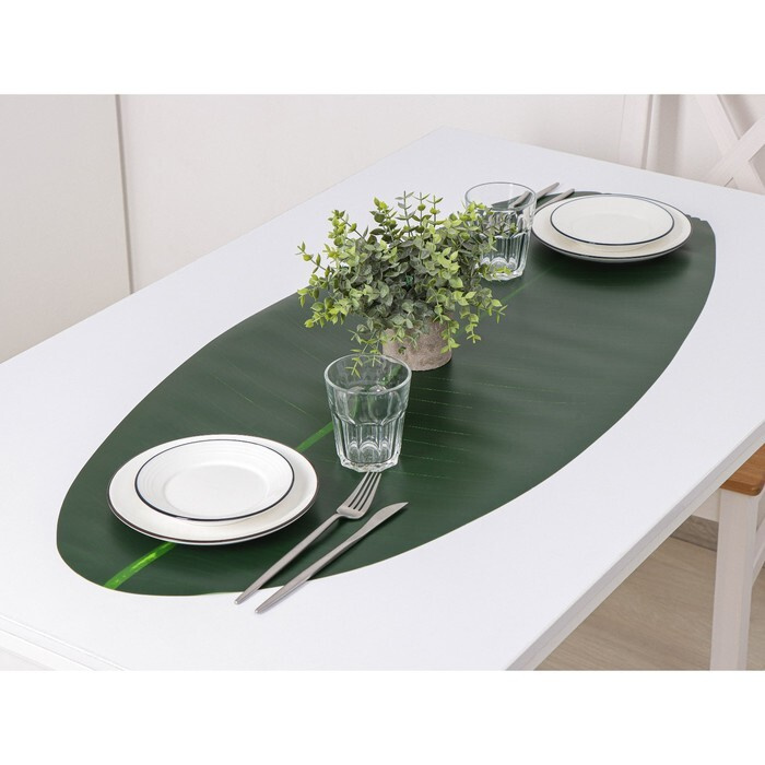 Дорожка для стола "Лист", 106x46 см, цвет зелёный #1