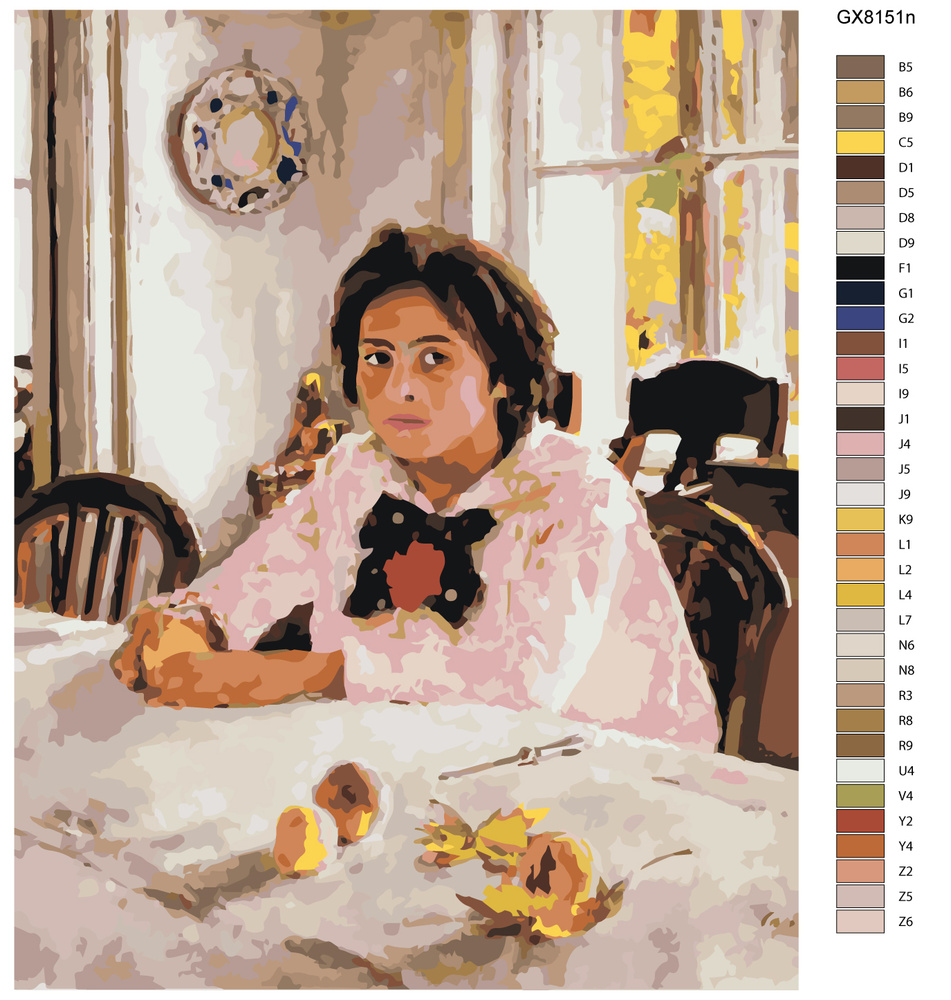 Картина по номерам "Девочка с персиками" Валентин Серов GX8151 40х50  #1