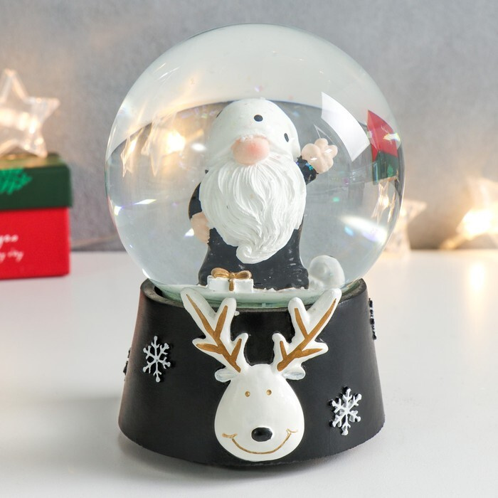 Новогодний снежный шар с музыкой "Дед Мороз - супер звезда" 11,5*11,5*14 см  #1