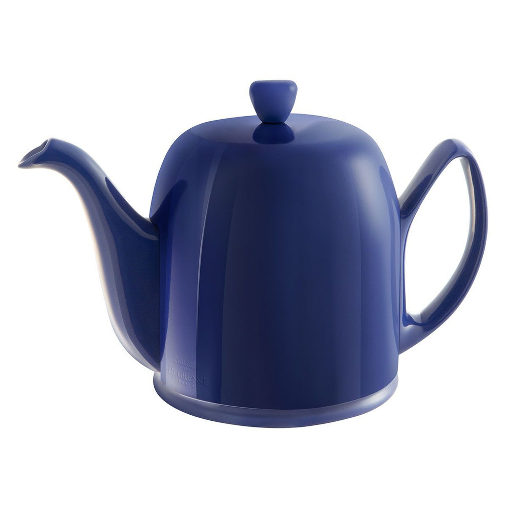 Фарфоровый заварочный чайник на 6 чашки с синий крышкой, синий, артикул 242324, Degrenne, Франция  #1