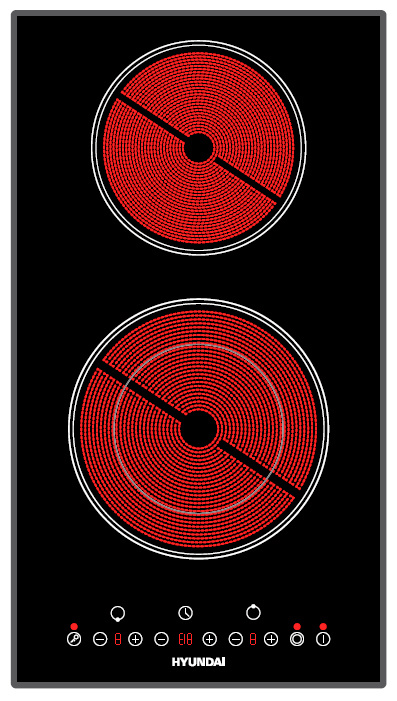 Электрическая варочная поверхность электрическая Hyundai HHE 3285 BG, 30 см, черный, с функцией блокировки #1
