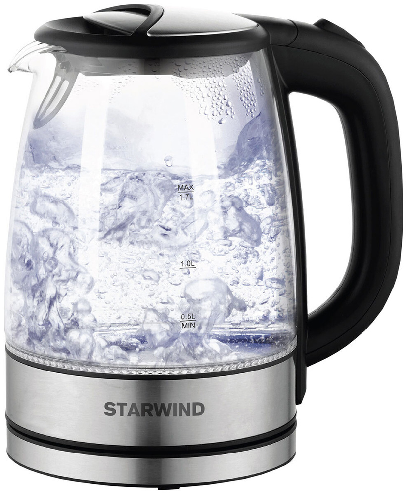 Чайник электрический Starwind SKG5210 черный/серебристый (стекло)  #1