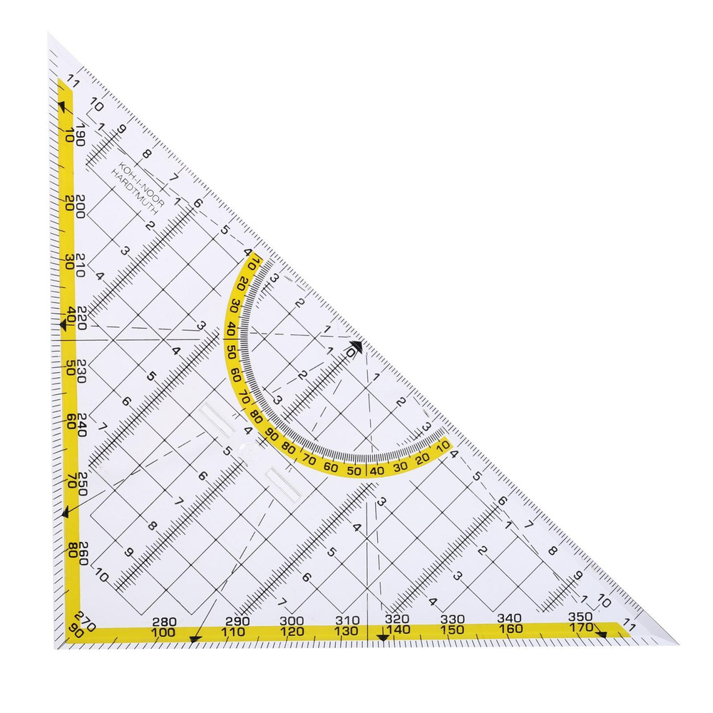 Треугольник - транспортир для черчения 45 градусов с держателем K-I-N, линейка угольник для школы и рисунков #1