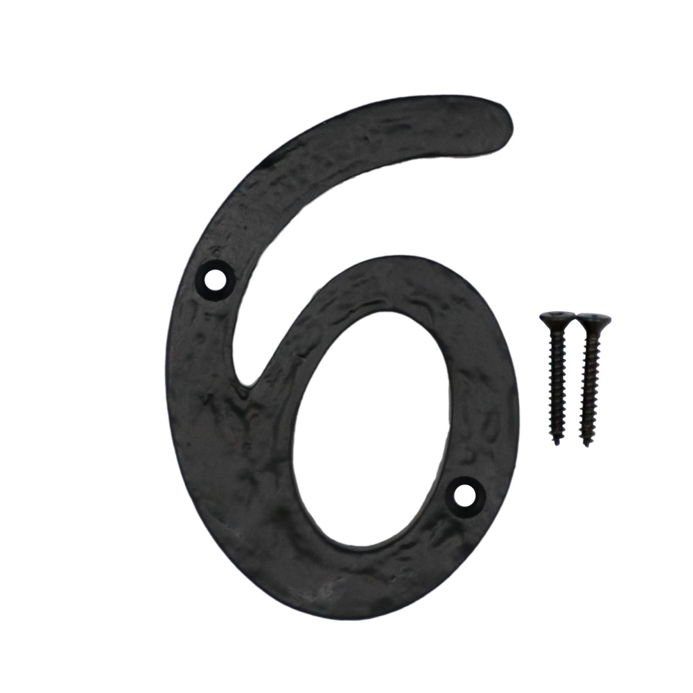 Цифры на дверь "6" сталь, черная #1