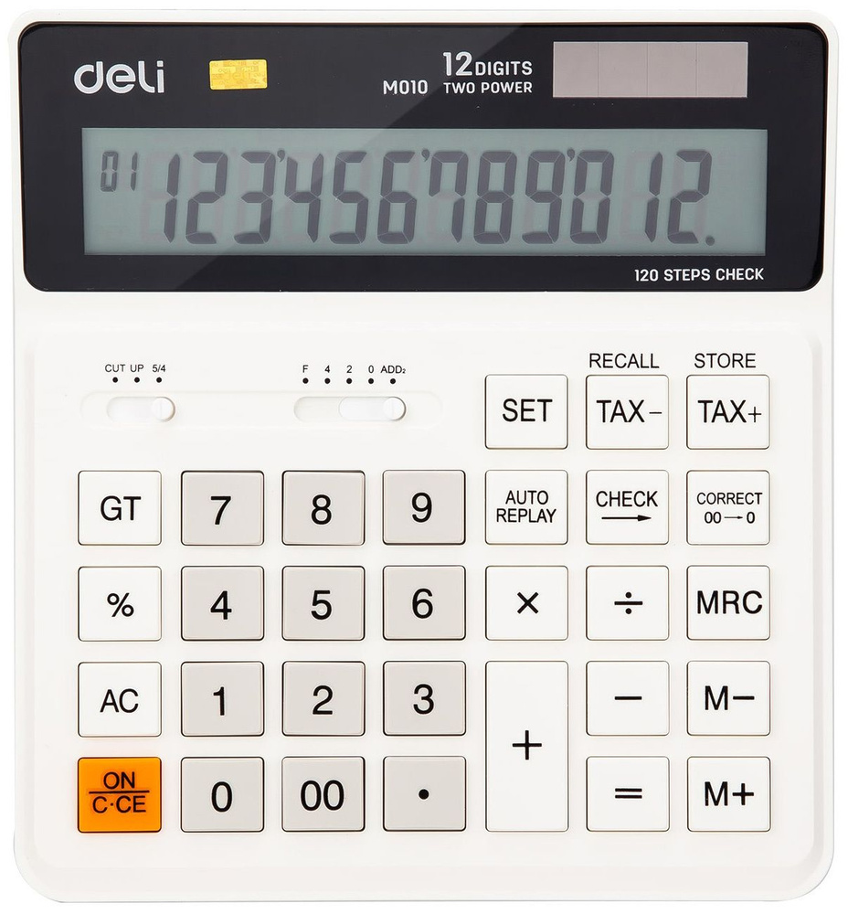 Калькулятор бухгалтерский Deli, белый, 12-разрядный, 160х150х25 мм  #1