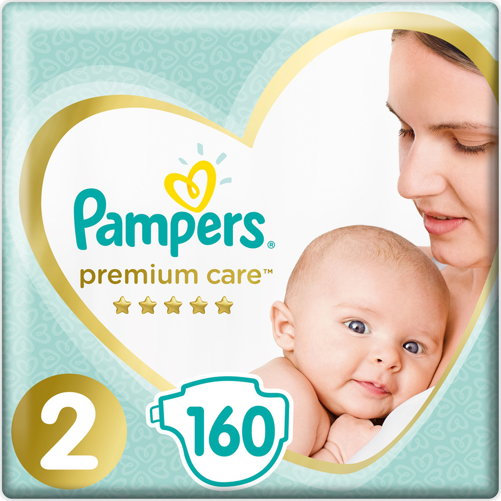 Подгузники Pampers Premium Care, для новорожденных 4-8 кг, 2 размер, 160 шт  #1