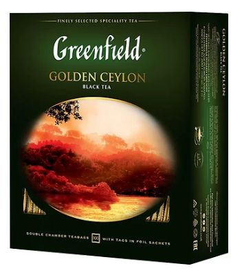 Чай "Greenfield" Golden Ceylon" черный 100пак.*2гр. 5уп. #1